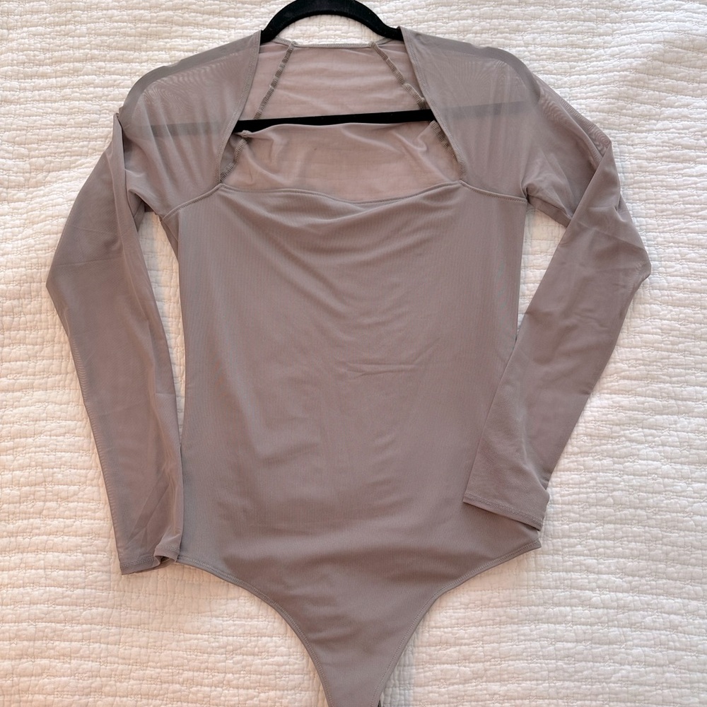 Abercrombie & Fitch Gray Sheer Stretch Bodysuit